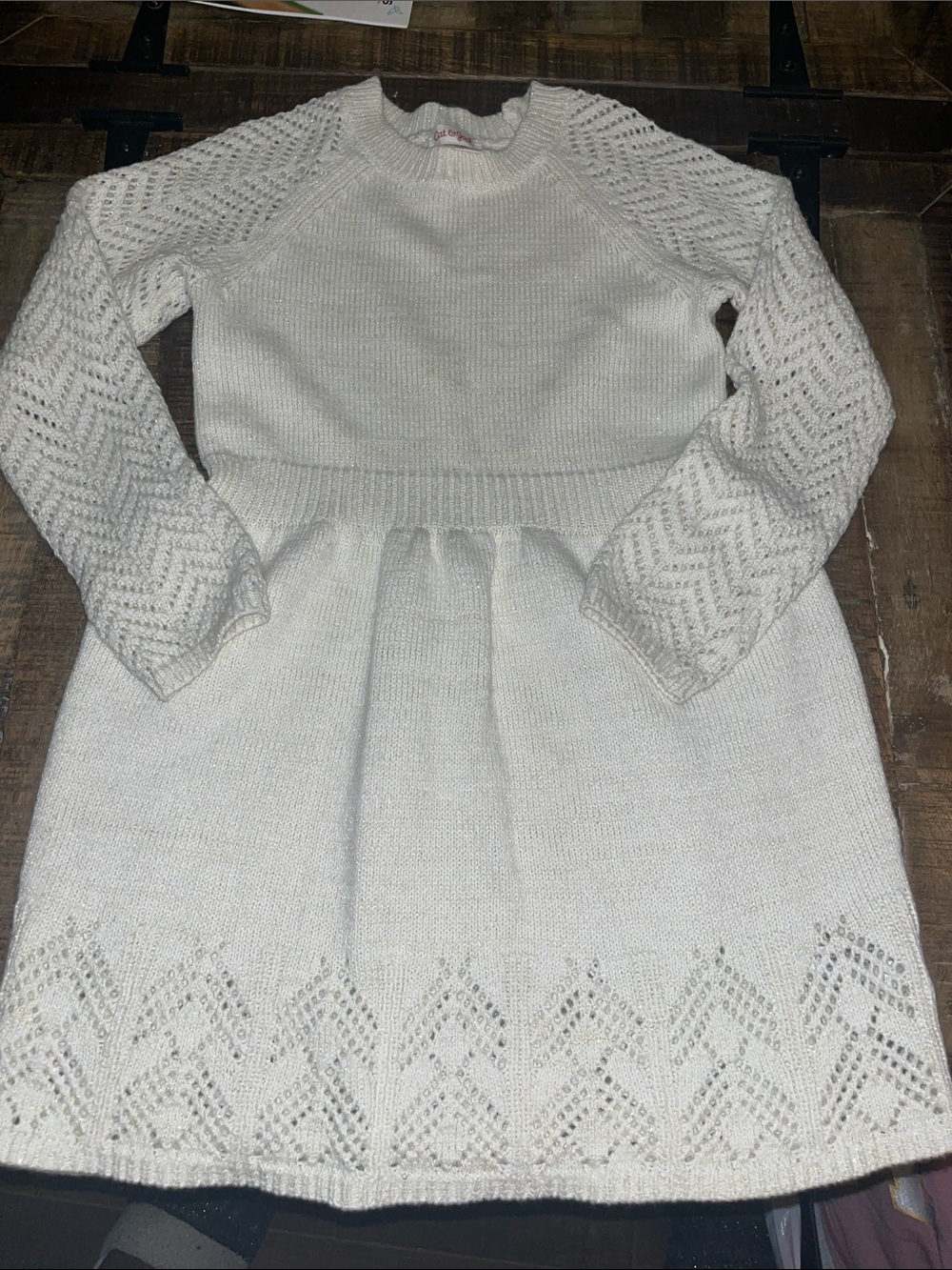 Cat & Jack Cream Knit Long-Sleeve Dress